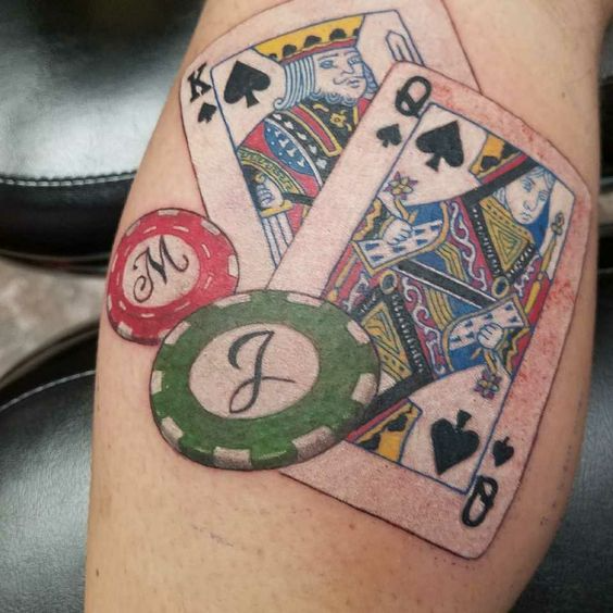 tatuagem cartas e fichas de poker